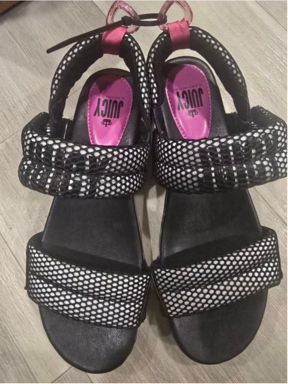 Women's Juicy Couture Black & Pink Mesh Sandals Size 9